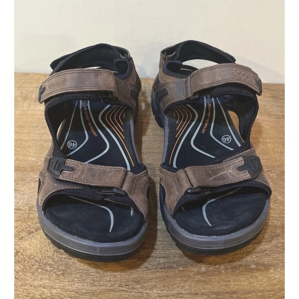 ECCO Yucatán Offroad Sandals Mens 46 US 12 Brown Leather Hiking Comfort Strap